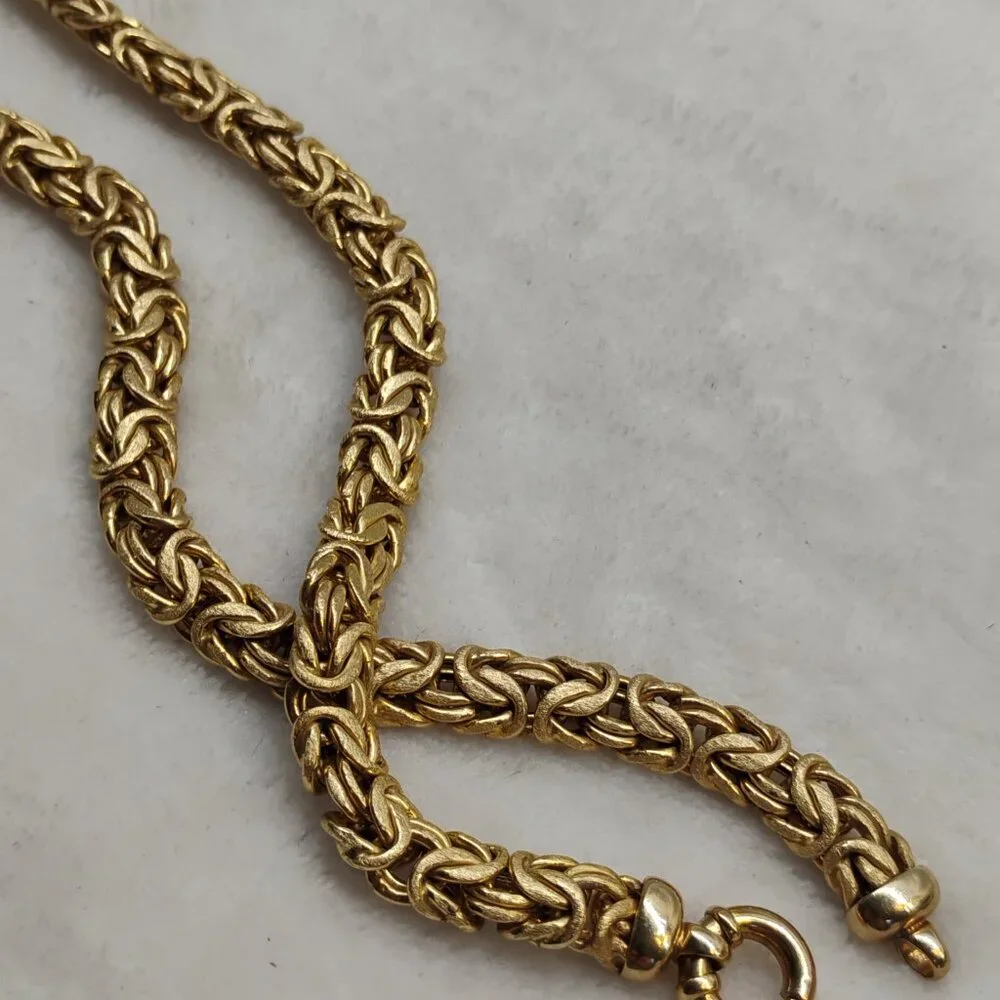 Vintage Silver Byzantine Large Necklace Italy .925 Sterling 20" Gold Tone Chain - Picture 6 of 12